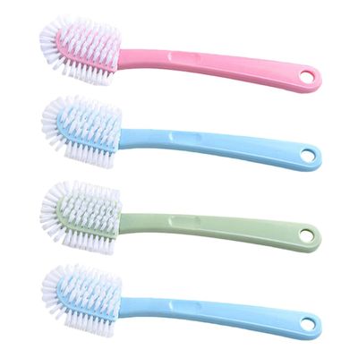 TEHAUX 4pcs Long Handle Shoe Cleaning Brush Set with Sturdy Bristles Multi-surface Washing Brush for Household Shoe Care and Stain Removal Cleaning Tool and Fabrics Random Color