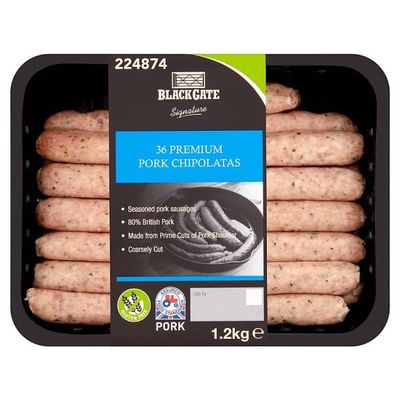 Blackgate Signature 36 Premium Pork Chipolatas 1.2kg | Case of 1