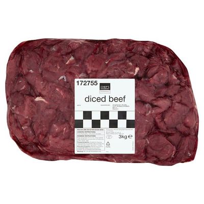 Chef's Essentials Diced Beef 3kg | Case of 3