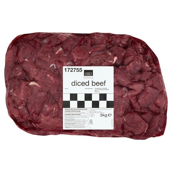 Chef's Essentials Diced Beef 3kg | Case of 3
