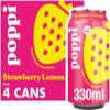 Popi Prebiotic Soda Variety Pack, 4 x 330ml Cans Low Sugar, Natural Flavors (Poppi Strawberry & Lemon Soda Cans 4x330ml) view 1