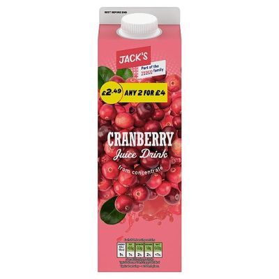 Jack's Cranberry Juice Drink from Concentrate 1 Litre | Case of 6