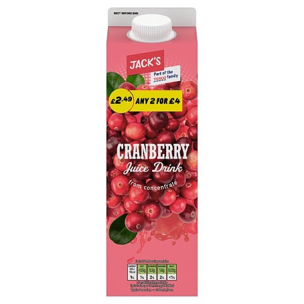 Jack's Cranberry Juice Drink from Concentrate 1 Litre | Case of 6