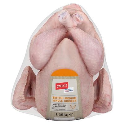Jack's British Medium Whole Chicken 1.35kg | Case of 4