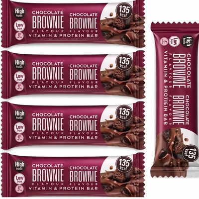 Chocolate Brownie Flavour Protein & Vitamin Bar 40g High Protein Snack Bar Energy Boost Gym Fitness Healthy Nutrition Bar Delicious Treat - flu (15 x Pack)