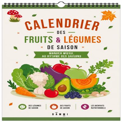 Seasonal Fruits and Vegetables | Perpetual Calendar to Follow Over the Months | Format 21 x 29.7 cm (A4) | Gift Idea