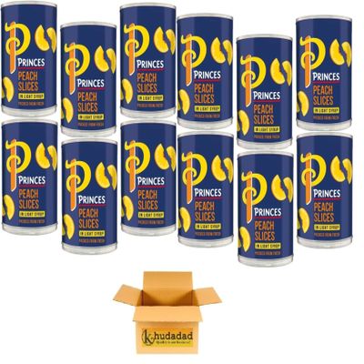 Princes Peach Slices in Juice 410g Tins - No Artificial Preservatives Fruit in Juice 1 of Your 5 a Day (12x)