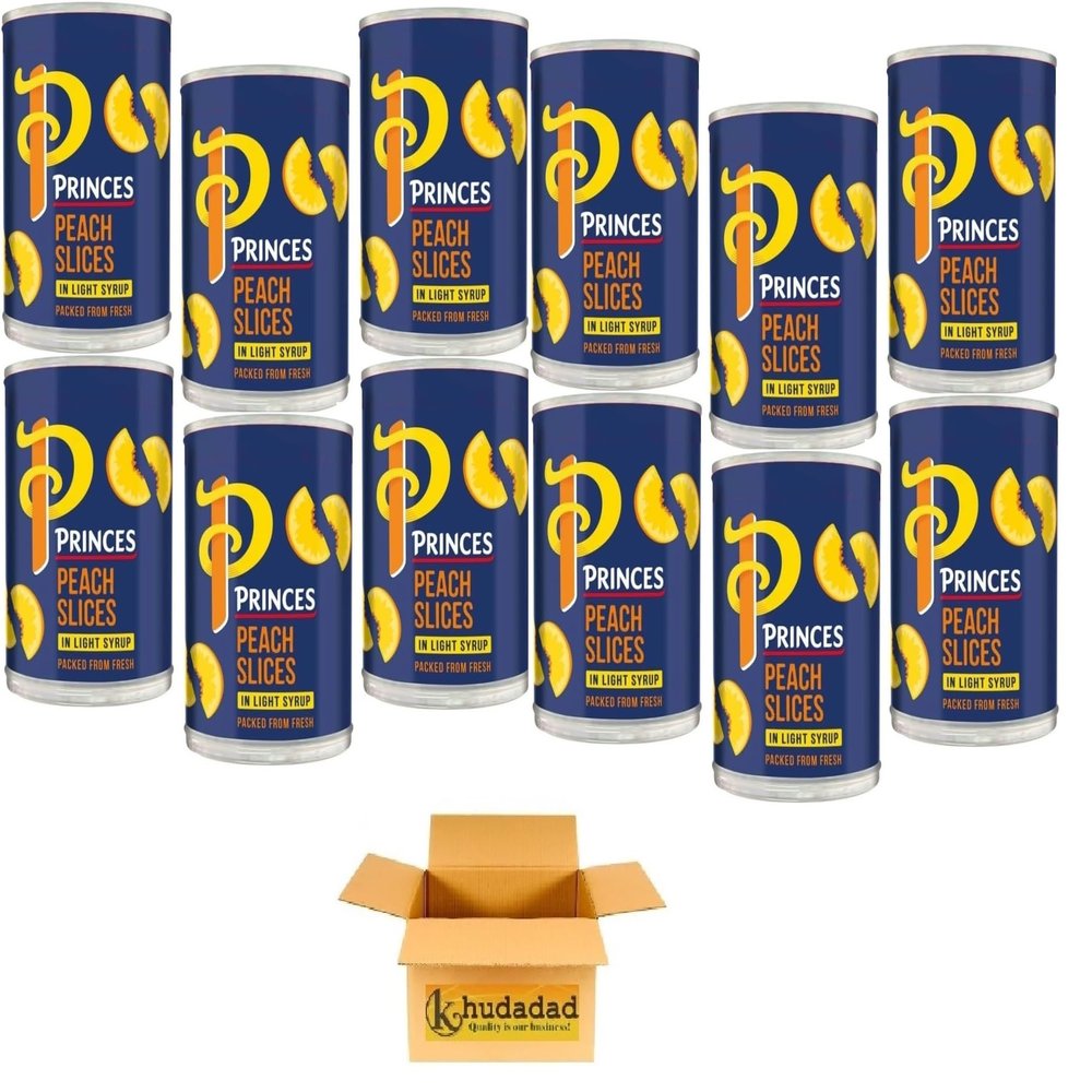 Princes Peach Slices in Juice 410g Tins - No Artificial Preservatives Fruit in Juice 1 of Your 5 a Day (12x)