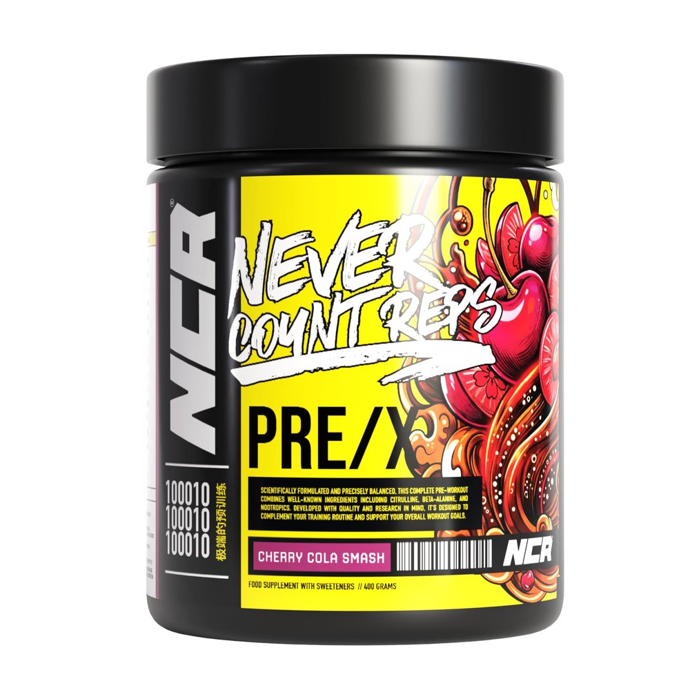 Never Count REPS Cherry Cola Smash Pre Workout - 390g Tub (30 Servings) - Energy Drink Powder with Caffeine, Citrulline, Beta Alanine & More - Controlled Stim Energy - Performance Supplement