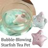 Bubble-blowing Starfish Tea Pet, Ceramic Starfish Tea Pet, Handmade Ceramic Tea Variety Settings Pet (Cyan) For A Tea view 3