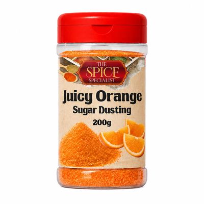 Juicy Orange Sugar Dusting 200g Coffee Topping for Hot Chocolate, Latte, Cappuccino, Cupcake Sprinkles, Popcorn Seasoning, Baking Decoration - by The Spice Specialist