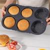 BEAZOOM Grey Silicone Burger Bun, 6 Cavity Non- Baking Tray Even Cooking, Flexible -Release Pan Homemade Burgers 136x92 Inch view 2
