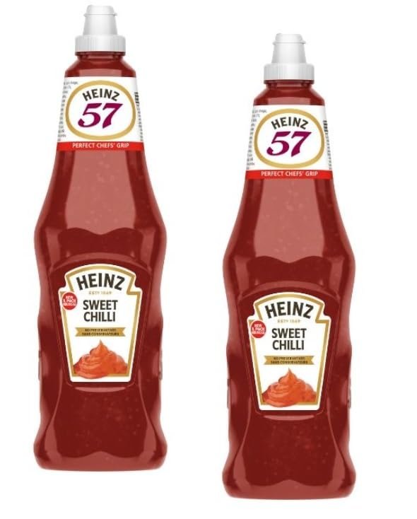 HEINZ Sweet Chilli Sauce, 1 Lt, Chef's Grip Squeezy Bottle (2 PACK)
