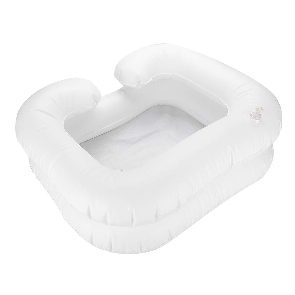 Jelquix Inflatable PVC Portable Shampoo Hair Basins for Pregnant Disabled - Soft and Comfortable Hair Washing Basin for Bedridden Patients, Elderly - White 24.8 X 22inch