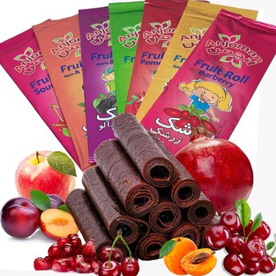 Anjoman Assorted Fruit Leather Bars Gift Bundle 7 Extra Large Mediterranean Fruit Sheets (700g), Vegan Lavashak Snack Pack