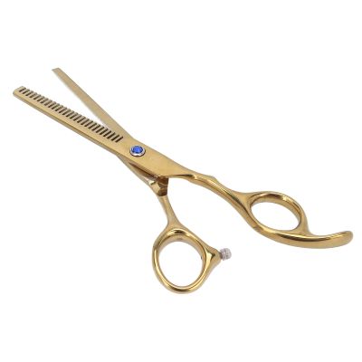 Cryfokt Stainless Steel Beard Scissors for Hair Cutting and Trimming At Home and Barber Shops, Ergonomic Handle, Gold Finish, 1 Unit (Thinning Scissor)