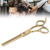 Cryfokt Stainless Steel Beard Scissors for Hair Cutting and Trimming At Home and Barber Shops, Ergonomic Handle, Gold Finish, 1 Unit (Thinning Scissor) view 3