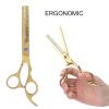 Cryfokt Stainless Steel Beard Scissors for Hair Cutting and Trimming At Home and Barber Shops, Ergonomic Handle, Gold Finish, 1 Unit (Thinning Scissor) view 4