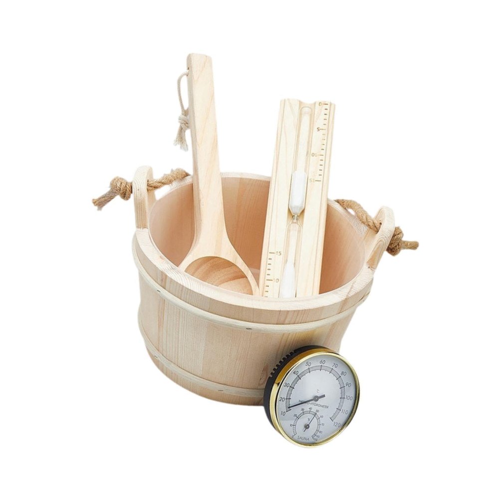 Baoblaze Sauna Bucket and Ladle Set Wooden Bucket Large Capacity Versatile Sturdy for Men Women for Sauna Steaming Accessory Set