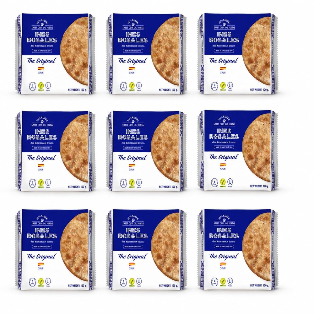 Ines Rosales Original Tortas de Aceite Olive Oil Biscuits 120g (4 Tortas) (Pack of 9)
