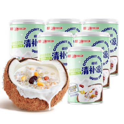 Hainan Specialty Coconut Milk Ching Bo Leung with Coconut Bobo & Coconut Water, Meal Replacement Coarse Grain Porridge, 255g4 Cans Beverage