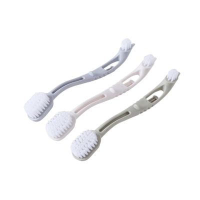 BCOATH 3pcs Anti-slip Laundry Shoe Cleaning Brushes with Curved Handle Plastic Multifunctional Double Head Design for Washing Shoes and Home Use