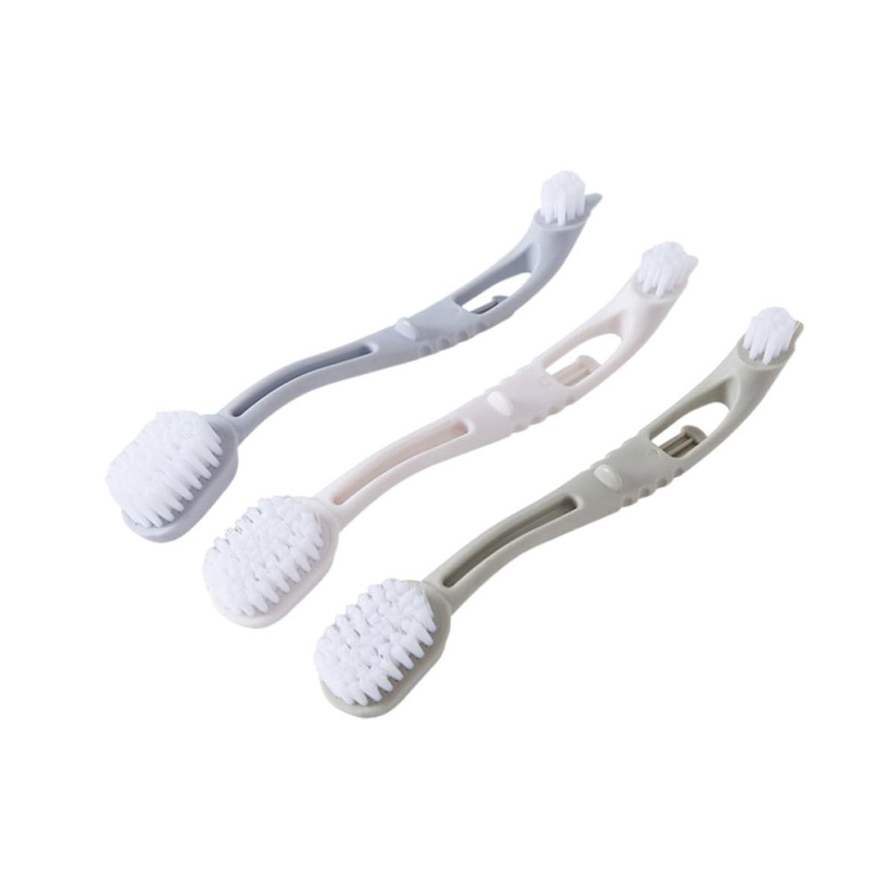 BCOATH 3pcs Anti-slip Laundry Shoe Cleaning Brushes with Curved Handle Plastic Multifunctional Double Head Design for Washing Shoes and Home Use
