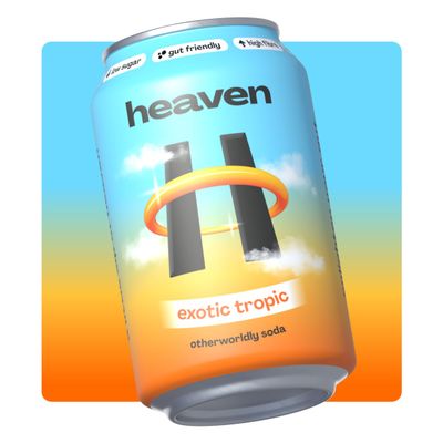 Heaven Prebiotic Soda (4 x 330ml cans) | Refreshing soda, gut friendly, high in fibre, magnesium citrate, low in sugar and great in taste (Exotic Tropic)