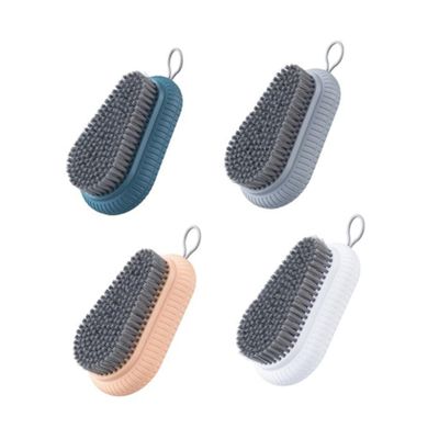 SECFOU 4pcs Multi-function Scrubbing Brush for Clothes and Shoes, Portable Abs Cleaning Brush with Hanging Style, for Home and Bathroom Use Color Color
