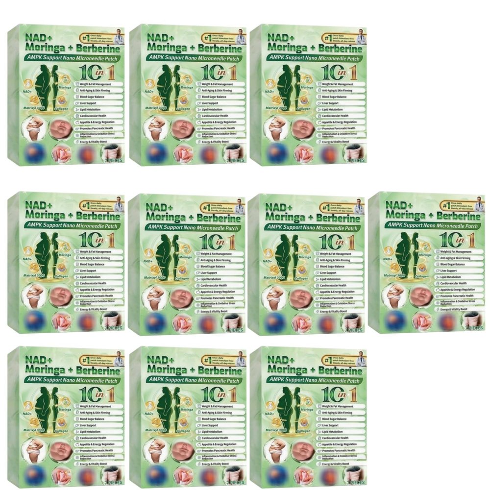 10-in-1 Nano MicroNeedle Patch with NAD+, Moringa and Berberine Support - Nano Technology for Metabolism, Vitality and Skin Firming