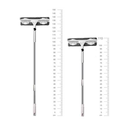 POPETPOP Window Cleaning Brush Stainless Steel Telescopic Rod Multifunction, Double-sided Long Handle with Glass Cleaning Tool for Sturdy Stainless Steel and Pp Indoor and Outdoor Use