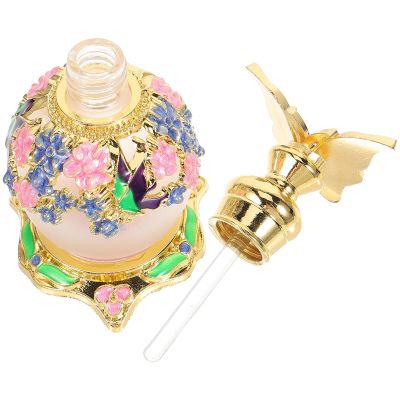 HOODANCOS 15ml Purple Butterfly Glass Perfume Bottle Empty Mini Aroma Bottle Refillable Essential Oil Container for Home Decor and Travel