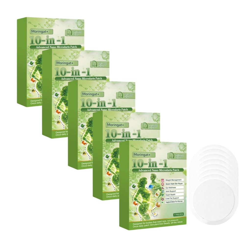 Moringa 10 in 1 Slimming Patches, Nano Microneedle Slimming Patch with Berberine & NAD+, Natural Ingredients, Firming Skin, Easy to Apply, Ideal for Men and Women