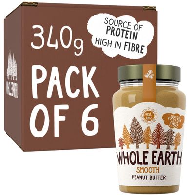 Whole Earth Original Smooth Peanut Butter 6 x 340g Jars