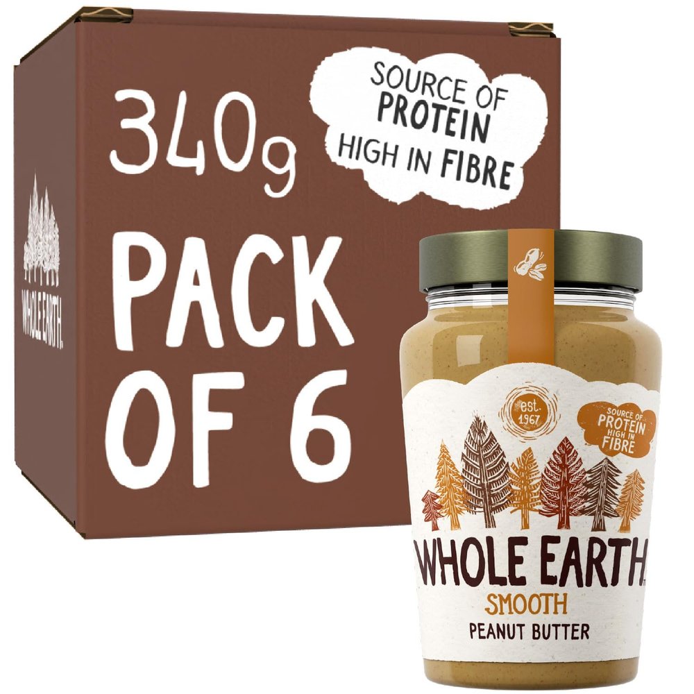 Whole Earth Original Smooth Peanut Butter 6 x 340g Jars
