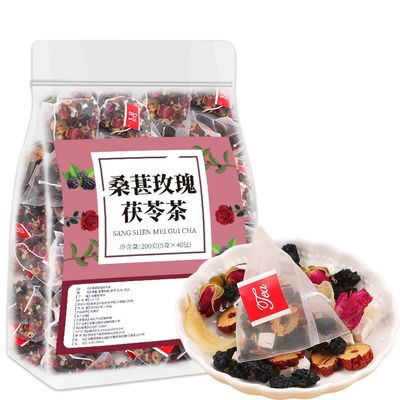 DAMAICHUHAI Mulberry Rose Poria Tea Bags, 200g, 5g x 40 Individually Wrapped Herbal Tea Packs, Fruity Floral Tea Blend with Mulberry, Rose and Poria, Hot or Iced Tea for Daily Brewing