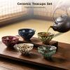 Chewtoyo 5 Pcs Ceramic Teacups Set, Multicolor Gaiwan Tea Tasting Cups with Kiln Change Glaze, 2.1 oz Small Tea Bowl, 3.3 x 1.4 in, for Home Office Wedding Gifts view 3