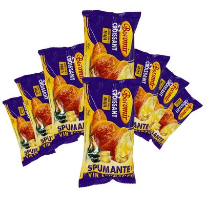 Boromir Croissant Crema Vin Spumant 60g Sparkling Wine Cream Filled Sweet Pastry Snack Breakfast Bakery Product of Romania Pack of 8