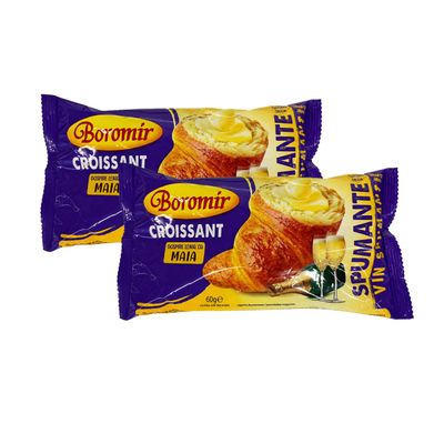 Boromir Croissant Crema Vin Spumant 60g Sparkling Wine Cream Filled Sweet Pastry Snack Breakfast Bakery Product of Romania Pack of 2