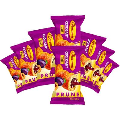 Boromir Croissant Crema Prune 60g Plum Cream Filled Sweet Pastry Snack Breakfast Bakery Product of Romania Pack of 8