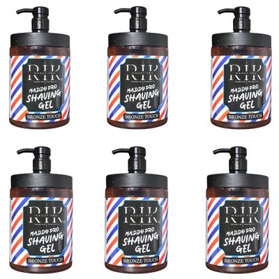 Maddy Pro Premium Shaving Gel, Bronze Touch, Clear Transparent Formula, Smooth Razor Glide & Hydration, with Pump, 1000ml (Pack Of 06)