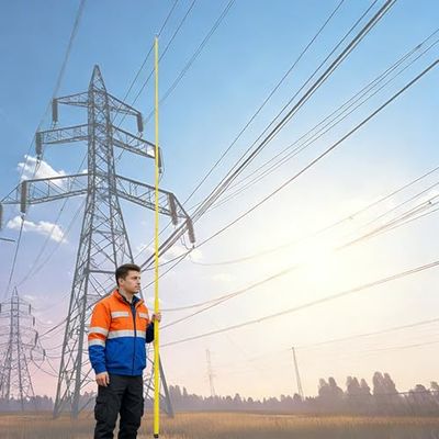 Insulated Telescopic Measuring Pole, Insulated Height Measuring Pole for Power Line Safety, Telescopic Survey Ruler with Meter Scale, Power Utility Work Measurement Device,size_name,39.4 ft