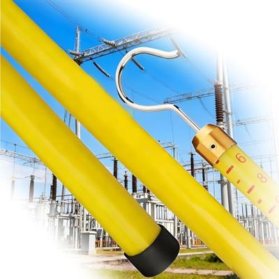 Insulated Telescopic Measuring Pole, Telescopic Fiberglass Pole, Non-Conductive Insulation Tool for Live Line Work, Telecom Tower Measurement, Tree Height, Substation Maintenance,Yellow,12m