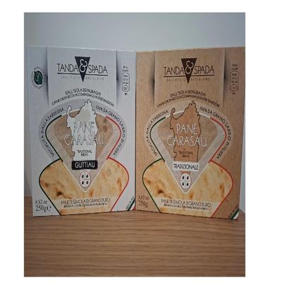 Double Pack Sardinian Flat Bread, Traditional & Guttiau Pane Carasau, Carta di Musica, Made in Sardinia, 2 x 250g, opd goods