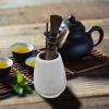 BATHVEVE Ceramic Tea Ceremony Bottle White Porcelain with Wooden and Copper Accessories, Easy to Clean and Sturdy Tea Set Storage Holder, Gift for Friends, Relatives, and Colleagues view 4