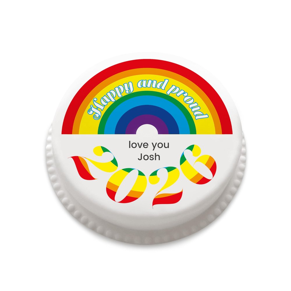 Victoria Sponge Pride Month 2026 Cake - A delicious traditional vanilla sponge cake with buttercream and a rich apple and raspberry jam, serves 10-12 portions. By bakerdays.