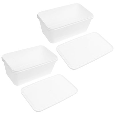 NIYANGLE 3l Large Rectangular Ice Cream Tub Set of 2 with Airtight Lids, Premium Food Storage Containers for Freezer and Fridge, Sturdy Plastic for Home and Commercial Use