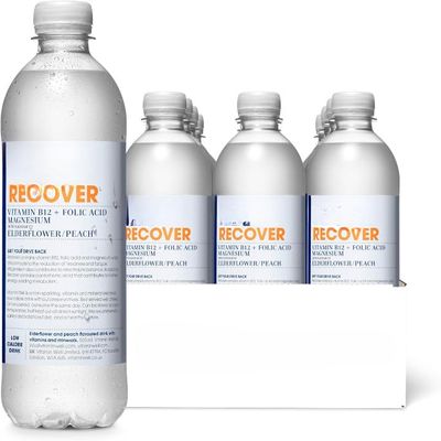 Vitaamin Weell Elderflower & Peach Flavouredwater Enriched with Vitamin B12, Folic Acid, Magnesium, Low Calorie, Vitaminwater 12 x 500ml (RECOVER) | NAEM