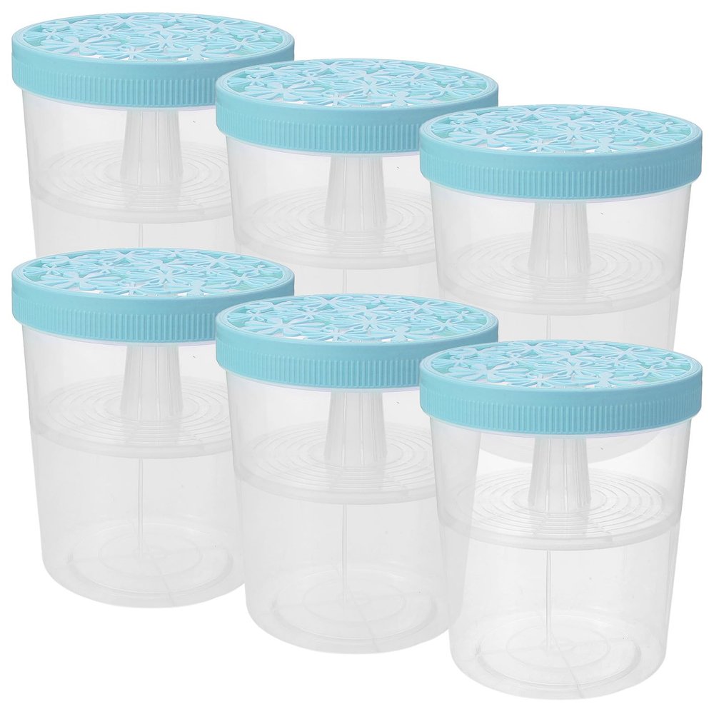 TOMETURE Moisture Absorber Boxes Blue 6pcs Reusable Plastic Unbreakable Dehumidifier Buckets with Sustainable Humidity Control for Closet and Wardrobe for Home Kitchen Bathroom