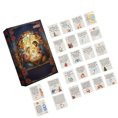 NVOQILIN Nativity Themed Advent Calendar Christmas Advent Calendar Includes 24 Bible Scripture Oament for Festival Celebration Religious
